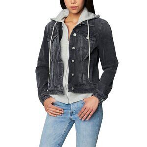 Blank NYC Denim Trucker with Removable French Terry Hood Thrill Seeker SM